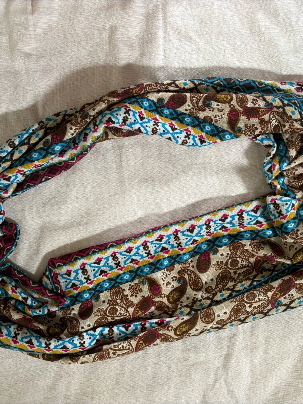 Infinity Scarf - Multicolor Paisley & Geometric Print